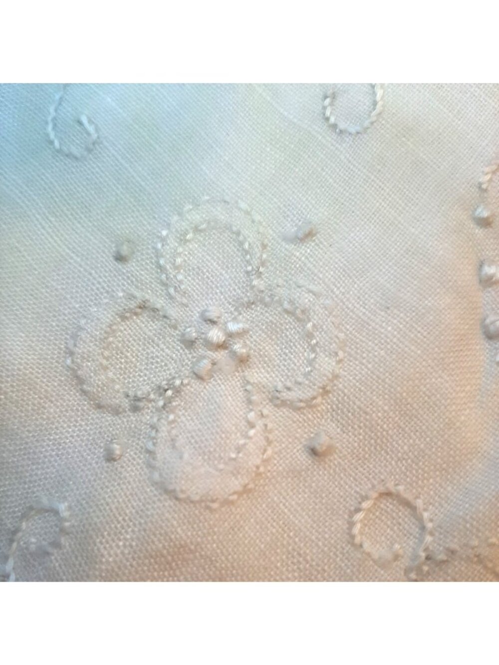 11.25" Square Vintage Hankie Handkerchief All White Embroidered
